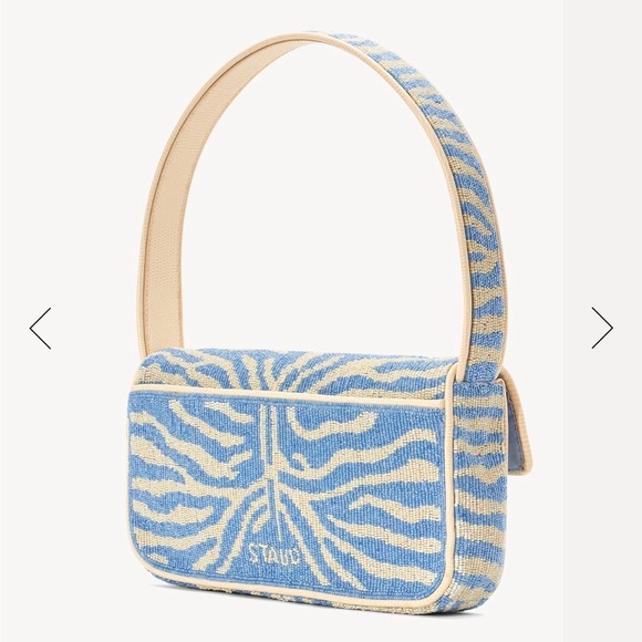 *SOLD* STAUD TOMMY BEADED BAG LIGHT BLUE CREAM - Picture 2 of 10